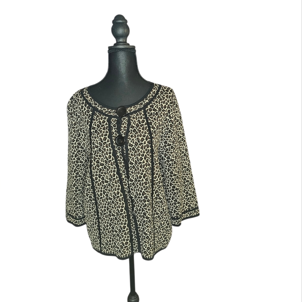 Coldwater Creek Leopard Print Sweater Jacket | Size M | Excellent Condition